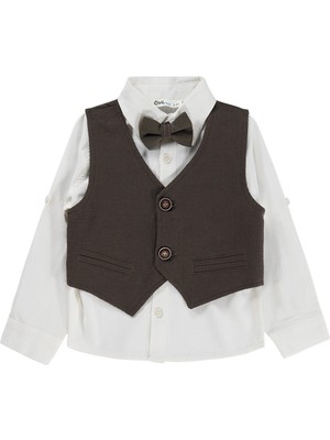 Civil Boys Papyonlu Yelekli 2-5 Yaş Gömlek - Kahve