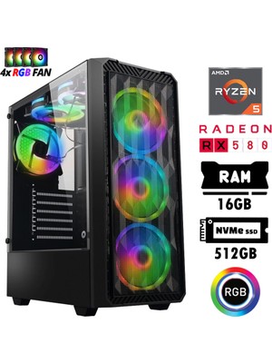 Xaser Nano X50 Ryzen 5 5500 16GB Ram 512GB M.2 Nvme SSD 8gb RX580 Oyuncu Hazır Tavsiye Sistem