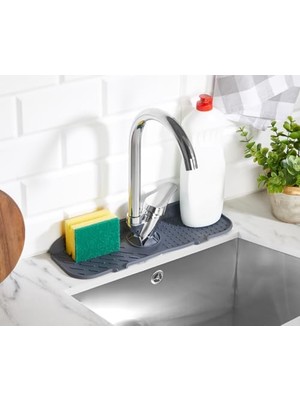 Musluk Emici Mat, Silikon Katlanabilir Musluk Sıçrama Koruması Lavabo Damlama Matı Su Tutucu Lavabo Matı Kurutma Matı Mutfak ve Banyo Için Lavabo Aksesuarları (Gri)