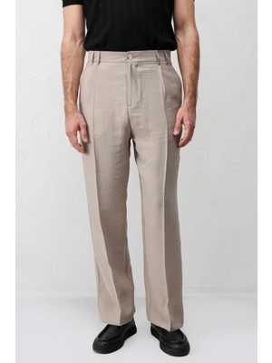 Antioch Bej Lyocell Relaxed Fit Pileli Erkek Pantolon