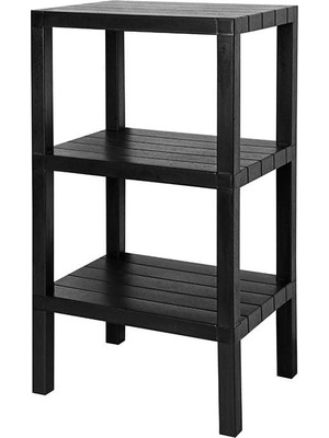 Deconox 3 Katlı Köşe Rafı | Banyo, Mutfak ve Kiler Için Yer Tasarruflu Organizer | Çok Amaçlı Plastik Raf | 3 Farklı Renk Seçeneği (38X29X74CM) (Siyah)