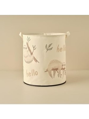 Bella Maıson Sloth Hayvan Baskılı%70 Pamuk%30 Polyester Oyuncak Sepeti, Çok Renkli, 36X40 cm