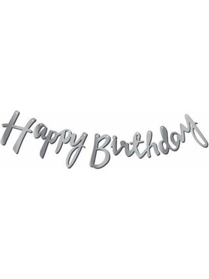 Kaligrafi Happy Birthda Banner (Gümüş)