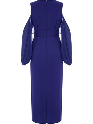 Kameya Tül Detaylı Midi Elbise