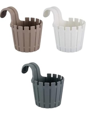 Akasya Balkon Saksı – 3'lü Renkli Set, 1.5 Litre | Kahve, Beyaz ve Antrasit | Kolay Askılı, Hafif ve Dayanıklı Saksı