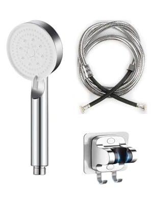 Mayaglory 5 Fonksiyonlu Yüksek Basınçlı Duş Başlığı Yapışkanlı Mafsal Hortum Duş Seti, Siyah, 150 cm (Chrome)