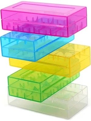 18650 Pil Saklama Kutusu 2'li Plastik Kutu 5 Adet - Sarı