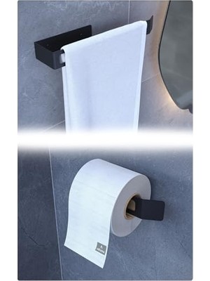 Metal 2’li Set | Tuvalet Kağıtlık + Havlu Askısı – Paslanmaya Dayanıklı, Uzun Ömürlü