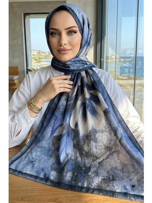 İmaj Butik Lacivert Desenli Soft Şal