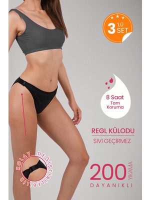 Peddon Yandan Kopçalı Kolay Değiştirilebilir 3'lü Almy Konforlu Süper Emici Sızdırmaz Period Regl Külodu