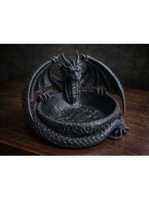 Generic Nokta Labs Dark Series: Ejderha Temalı Dekoratif Kap - Takı Kutusu -Mistik Masaüstü Objesi