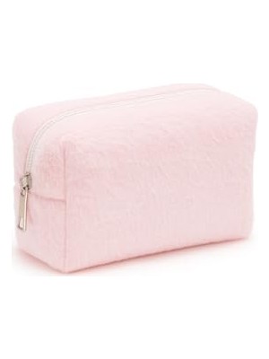 Peluş Yumuşacık Makyaj Çantası - Kozmetik Organizeri (Pembe)