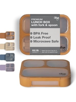 Çatal ve Kaşıklı Bento Beslenme Kutusu Seti - Caramel 1286845
