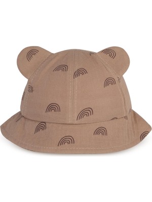 Civil Baby 3D Kulaklı Gökkuşağı Desen 6-18 Ay Bebek Kız Maksi Şapka - Kahverengi