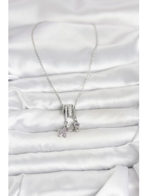 Bsre Gümüş Zirkon Taşlı Deniz Tema Charmlı Kadın Kolye (316L Çelik)