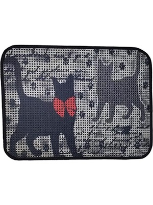 Elekli Desenli Kedi Tuvalet Önü Paspası 60 x 45 cm Patiler