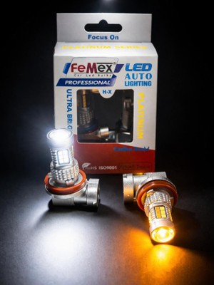 Femex Sis LED Ampul H8/11 Çift Renk Beyaz&turuncu Aç&kapa Mercekli LED Ampul