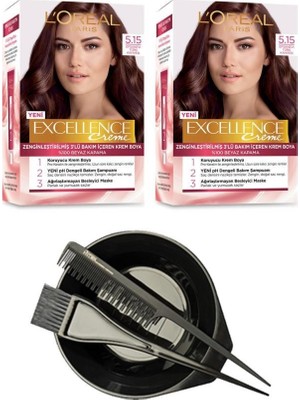 L'Oréal Paris Loreal Excellence Saç Boyası 5.15 x2+Saç Boyama Seti