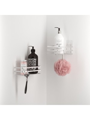 Tekno-tel Yapışkanlı Kancalı 2 Adet Banyo Rafı ST281H Dayanıklı ve Kolay Montaj