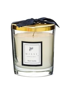 Kapaklı Black Vanilya Kokulu Vegan Mum (140 Gr)