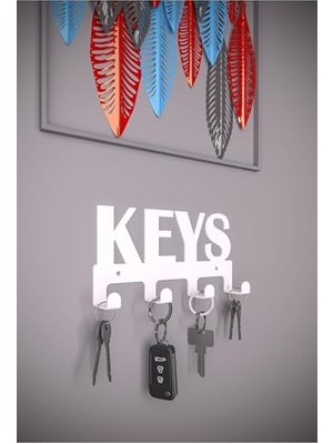 Keys Metal Anahtar Askısı – Duvar Anahtarlık & Anahtar Düzenleyici - Beyaz