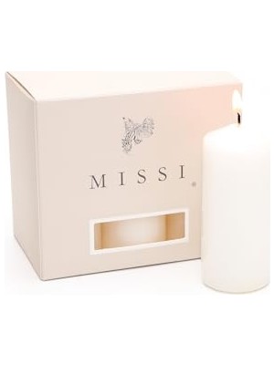 6'lı Ekru Bar Mum Seti (3,5x8 Cm)