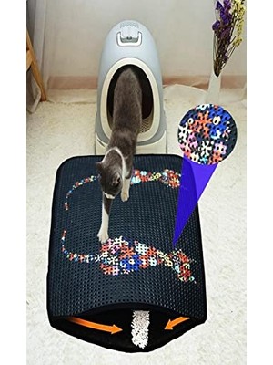 Elekli Desenli Kedi Tuvalet Önü Paspası 60 x 45 cm Ters Kediler