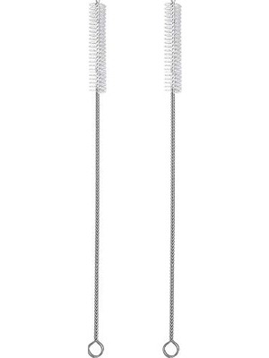 2 Içme Saman Temizleme Fırçası Uzun - Paslanmaz Çelik Içecek Pipetleri Için Kıl Temizleyici Cam Yıkama Için Ağır Hizmet Fırçaları Silikon Metal Pipetler Çaydanlık Bacalı Mini Mikro Şişe