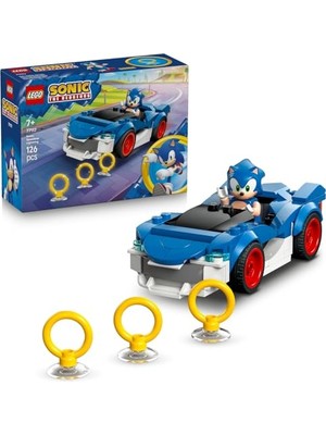 LEGO Sonic The Hedgehog Sonic: Şimşek Araba 77117 – 7 Yaş ve Üzeri Çocuklar Için Yaramaz Yüz Baskılı Sonic Minifigürü ve 3 Altın Yüzük Içeren Yaratıcı Oyuncak Yapım Seti, Hediye Fikri (126 Parça)