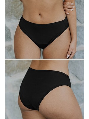 Peddon Regl Dönemine Özel Konforlu Pedkini Mayo Altı Süper Emici Düşük Bel Bikini Altı Siyah Regl Mayosu