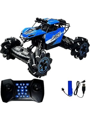 Oyuncak 2.4 Uzaktan Kumandalı 4x4 Full Fonksiyon Drif Atabilen Şarjlı Off Road Arazi Arabası Mavi- Kırmızı (Mavi)