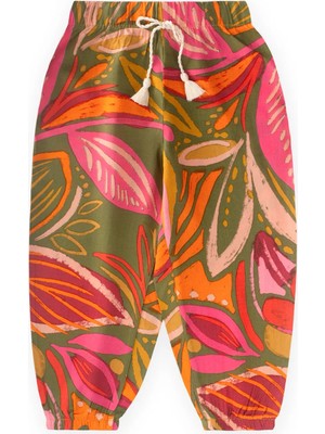 Desenli Viskon Şalvar 2-10 Yaş Turuncu