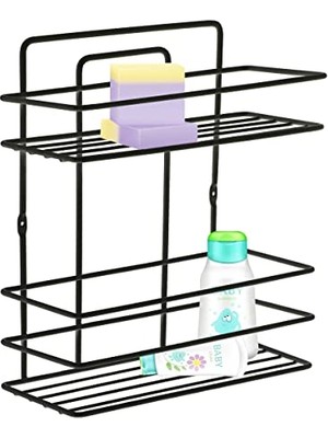 Alper Banyo Ömür Boyu Paslanmaz Yapışkanlı Siyah 2 Katlı Düz Şampuanlık Tş02, Delmeye Son, Ister Yapıştır Ister Montajla