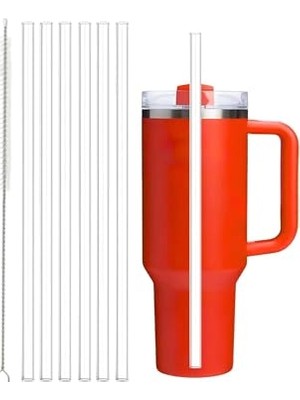 6 Adet 30 cm Stanly Quencher Uyumlu Tritan Pipet ve 1 Adet Temizleme Fırçası