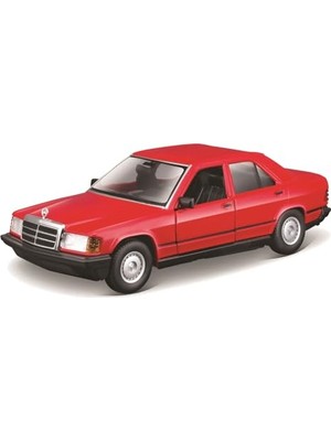 Mercedes 190E (1987): 1:24 Ölçeğinde Model Araba, Hareketli Kapılar, Kırmızı (18-21103R)