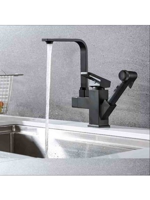 Evim Mabedim Paslanmaz Çelik Mutfak Bataryası 360° Dönebilen  Püskürtmeli  Mikser Batarya