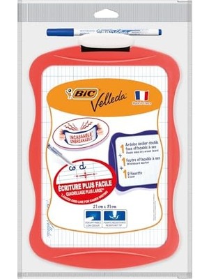 Nisar Store Velleda Mini Beyaz Tahta, Kalem 1721, Silgi, 20 x 30 Cm. Yazı Tahtası, Mavi Kalem ve Silgi ile Birlikte