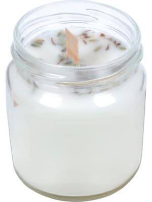 Berry Store Lavanta Kokulu Taneli Dekoratif Ahşap Fitil 200 ml Kutulu Hediyelik Kavanoz Mum