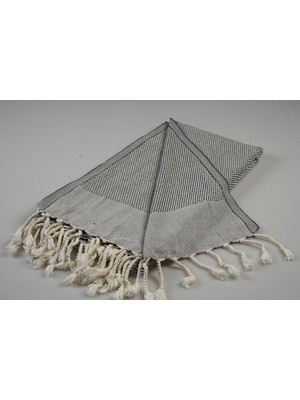 Berry Store Doğal Pamuklu Türk Ev Tekstili Hamam - Banyo - Plaj - Spor Fitness ve Jimnastik Için 100X180 cm 380GR (Siyah-Beyaz)