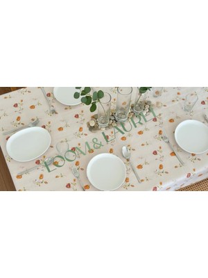 Berry Store Loom & Laurel Baskılı Yıkanabilir Masa Örtüsü Mutfak Bahçe Piknik Masa Örtüsü (140X200)