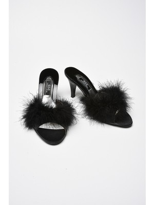 Gc Terlik Gc Kadın Siyah Gelin Çeyiz Terliği Suni Deri Günlük Kullanım İçin Yüksek Topuklu