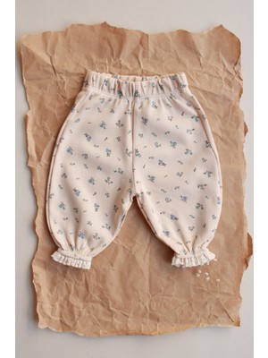 Oh la la Koala For Little Ones Mavi Çiçek Desenli Paça Dantelli Şalvar
