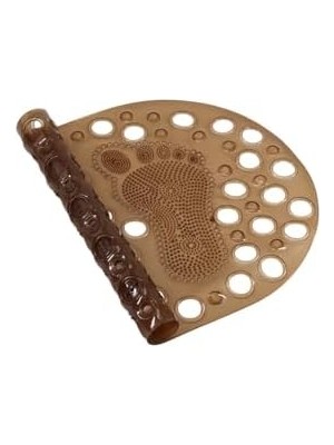 Nisar Store Premium Serisi Banyo - Küvet Içi Kaydırmaz Vantuzlu Ayak Desenli Paspas 66,5 x 36,5 Cm, Kahve