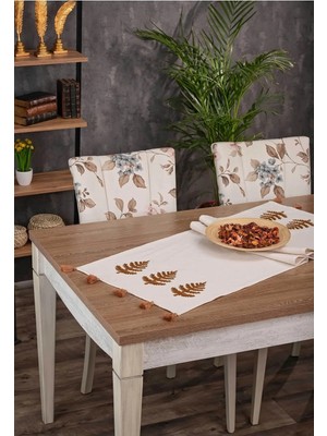 Shopyteks %100 Pamuk Keten Bohem Punch Nakışlı Masa Runner – 30X140 cm Zarif ve Doğal Sofra Dekorasyonu