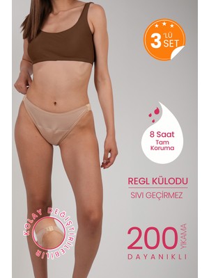Peddon Yandan Kopçalı Kolay Değiştirilebilir 3'lü Lady Konforlu Süper Emici Sızdırmaz Period Regl Külodu