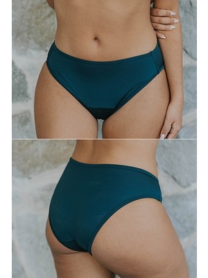 Peddon Regl Dönemine Özel Konforlu Pedkini Mayo Altı Süper Emici Düşük Bel Bikini Altı Yeşil Regl Mayosu