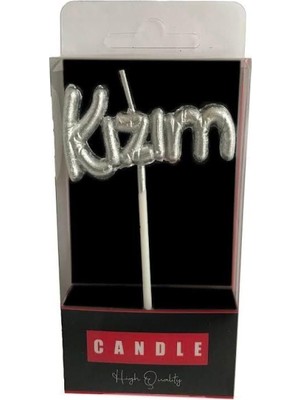 Berry Store Kızım Yazılı Folyo Balon Şekilli Gümüş Mum MUM1002-5