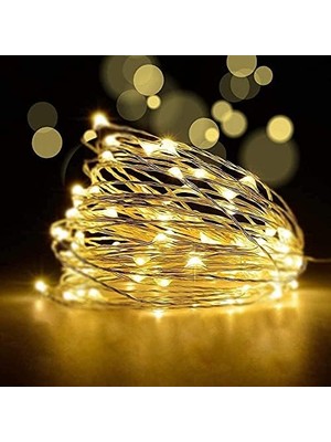 Nisar Store LED Metre Gün Işığı Sarı Renkli Pilli Dekoratif Aydınlatma Süsleme Parti Sarı LED Işık Yılbaşı LED Işık Süsleme Dekorasyon Işığı Şerit Aydınlatma LED (Günışığı, 5)