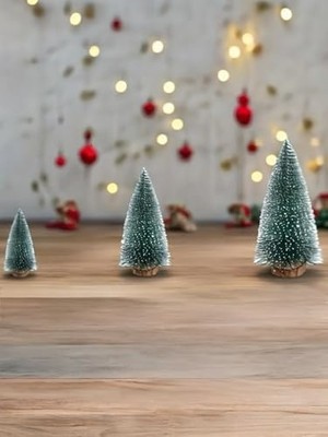 Nisar Store 3’lü Çam Ağacı Seti – 15 Cm, 15 Cm, 20 cm Masa Üstü Yılbaşı Süsü, Dekorasyon Ağacı, Yeşil