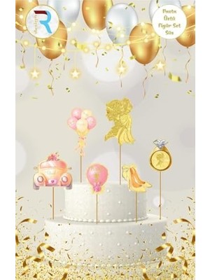 Berry Store Bride To Be Altın Renkli Gelin Pasta Üstü Figür Süs Seti – Düğün ve Nişan Pastaları Için